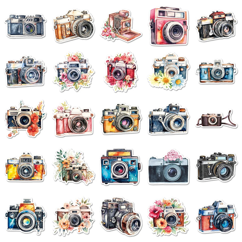 10/30/50pcs Cute Camera Cartoon Stickers Aesthetic Decals Laptop Travel Luggage Phone Diary Decoration Sticker Kids Classics Toy