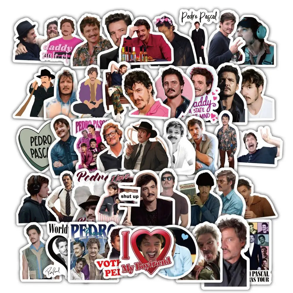 60Pcs/Set Actor Pedro Pascal Stickers Creative Phone Case Computer Laptop Helmet Notebook DIY Decoration Adhesive Sticker Toy