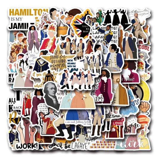 55pcs Hamilton Musical Sticker Set for Laptop, Phone, Water Bottle, Suitcase, Stationery, Fridge