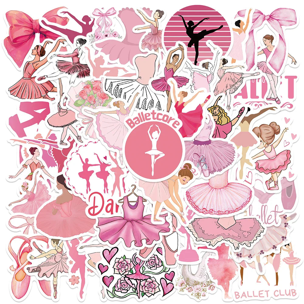 50PCS Ballet Girl Dance Stickers for Kids - Laptop, Phone, Luggage, Skateboard Decals