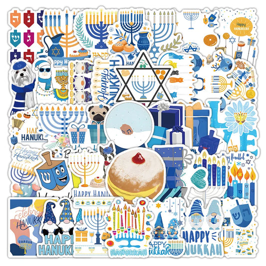 Hanukkah Festival Sticker Set: Waterproof PVC for Skateboard, Notebook, Graffiti