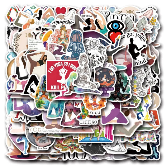 110pcs Cartoon Yoga Sticker Pack for Laptop, Water Bottle, Phone, Car, Scooter, Fridge, Suitcase, Stationery