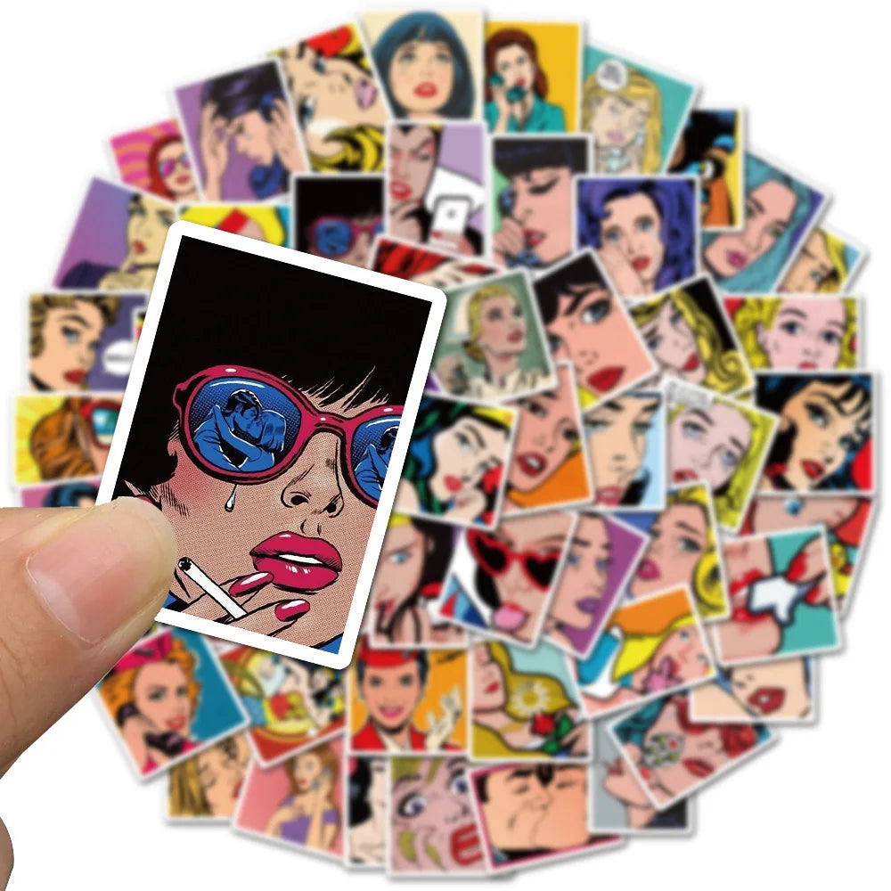 10/30/50/100pcs Retro Girl Pop Art Waterproof Stickers Skateboard Laptop Luggage Bike Motorcycle Car Graffiti Sticker Decals