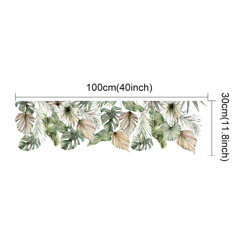 Watercolor Tropical Palm Leaves Wall Decal Stickers Home Decor