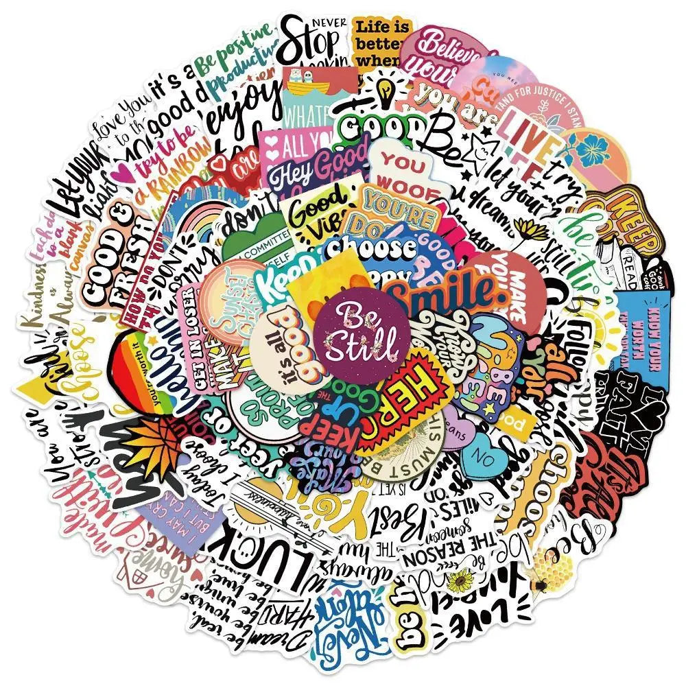 Colorful Inspirational Phrase Stickers for Suitcase Laptop Luggage Fridge Phone Car