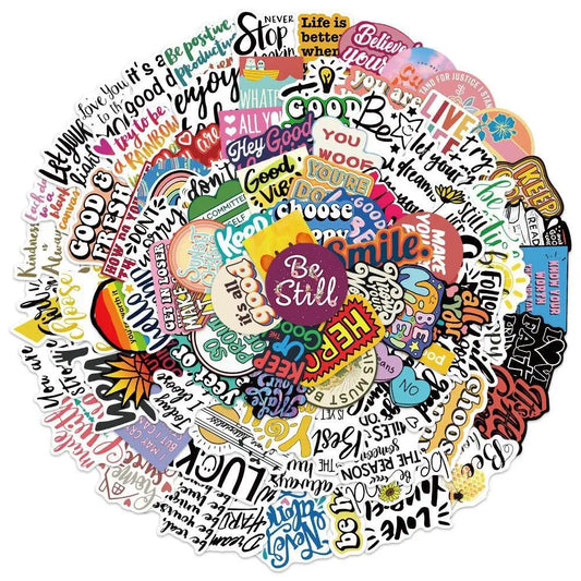 Colorful Inspirational Phrase Stickers for Suitcase Laptop Luggage Fridge Phone Car