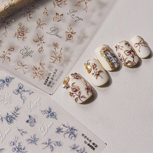 Floral Butterfly Nail Art Stickers Decals