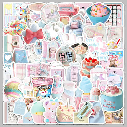 52Pcs Cute Cartoon Graffiti Stickers for Helmet, Wall, Desktop Decoration