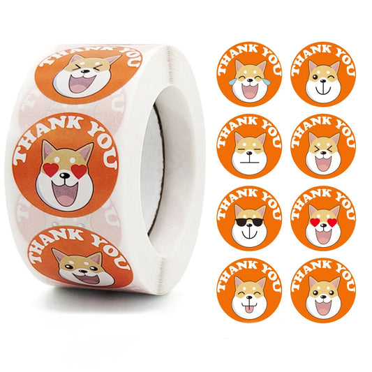 100-500pcs Round Cartoon Animals Thank You Stickers Cute Cats Teachers Reward Handmade Sealing Stickers Stickers