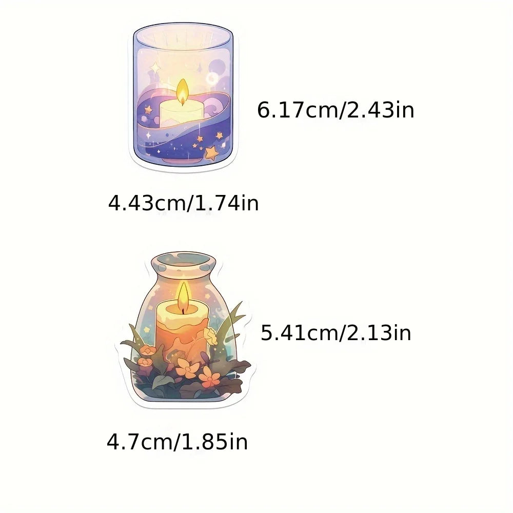 10/25/50PCS Colorful and Cute Aromatherapy Candle Sticker Cartoon Decoration Cup Phone Case Laptop Case Guitar Gift Toy Decal