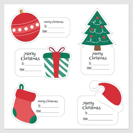 Christmas Tree Stickers: Self-Adhesive Labels (10-50pcs)