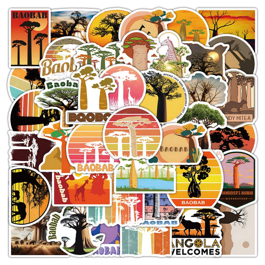 54pcs Baobab Cartoon Graffiti Stickers for Helmet, Desktop, Wall Decoration