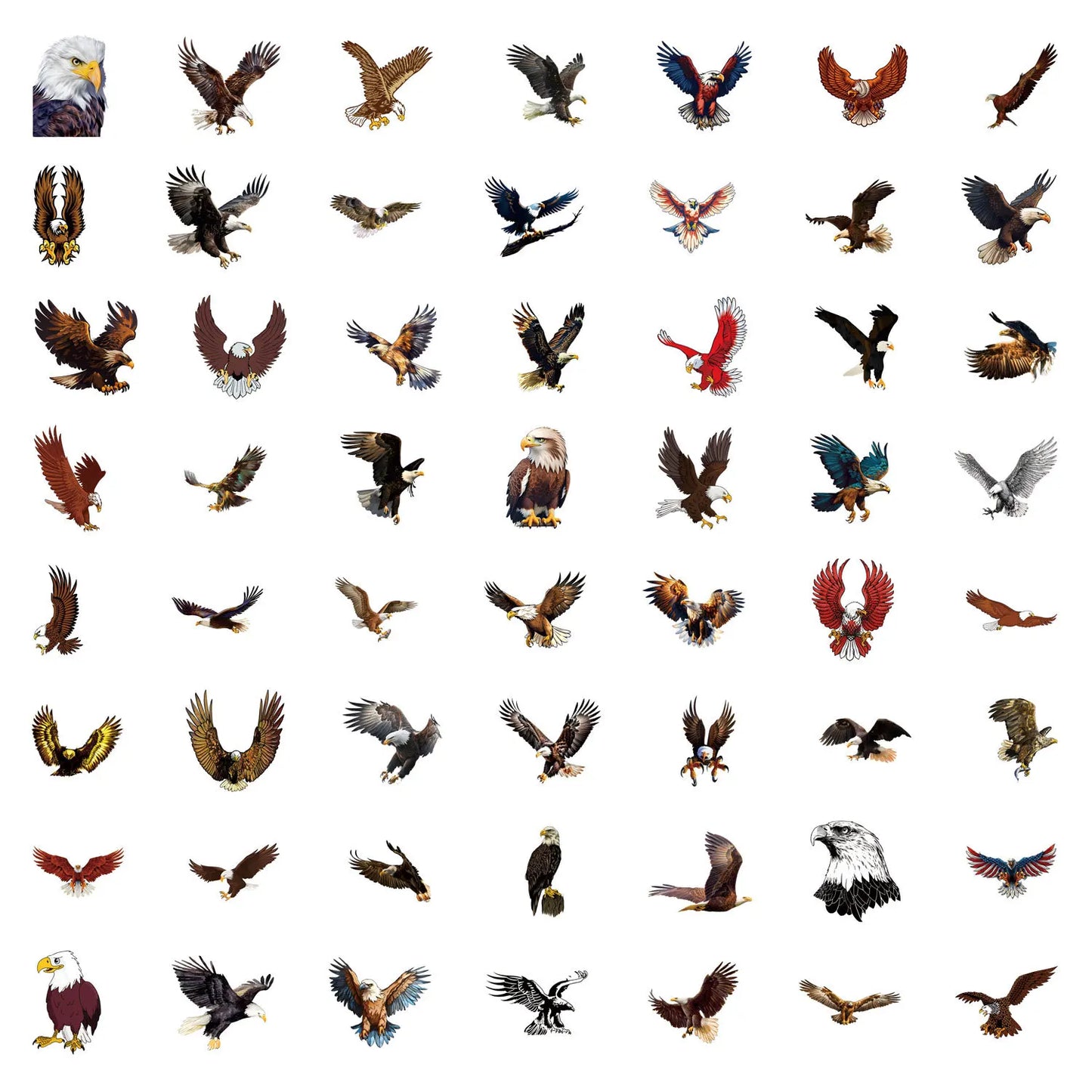 10/30/55PCS Cool Eagle Stickers Animal Graffiti Sticker DIY Scrapbook Luggage Laptop Car Bike Skateboard Cartoon Decals Kids Toy