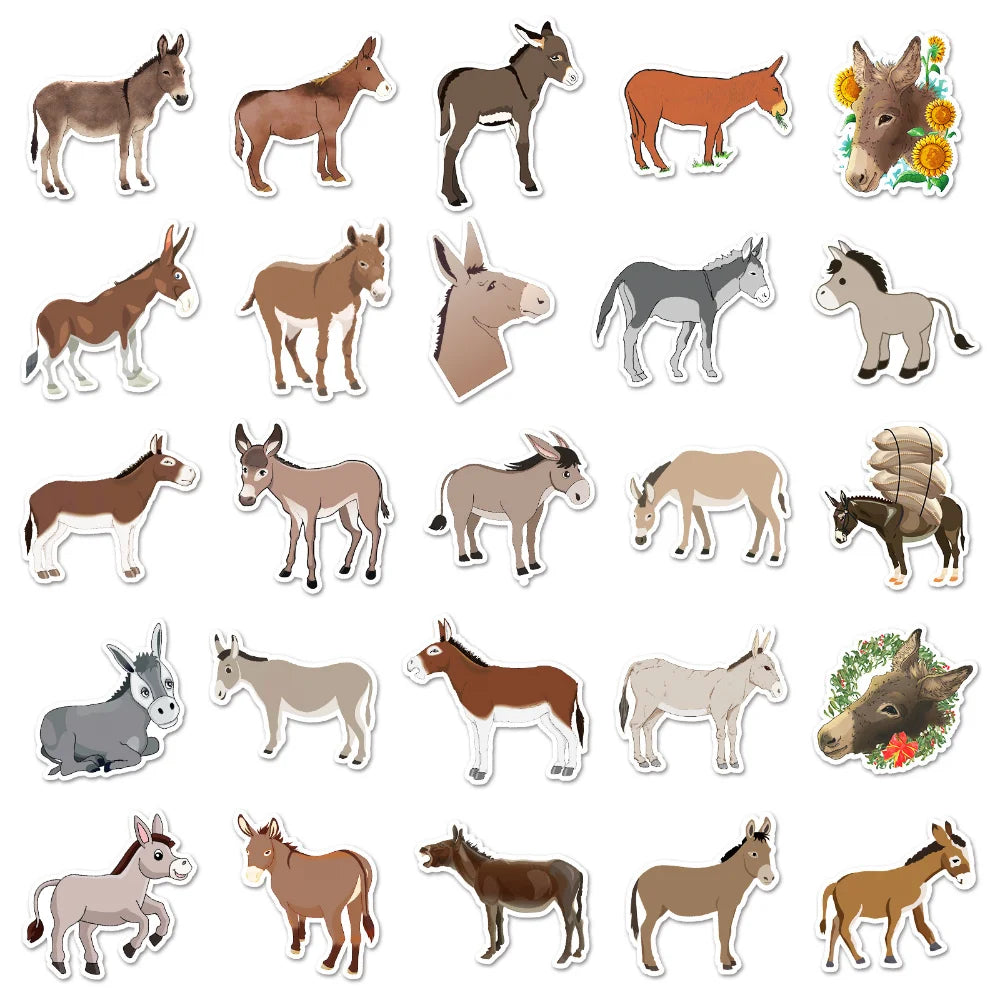 50Pcs The donkey Stickers DIY Helmet Skateboard Laptop Motorcycle Graffiti Sticker Decals Kids