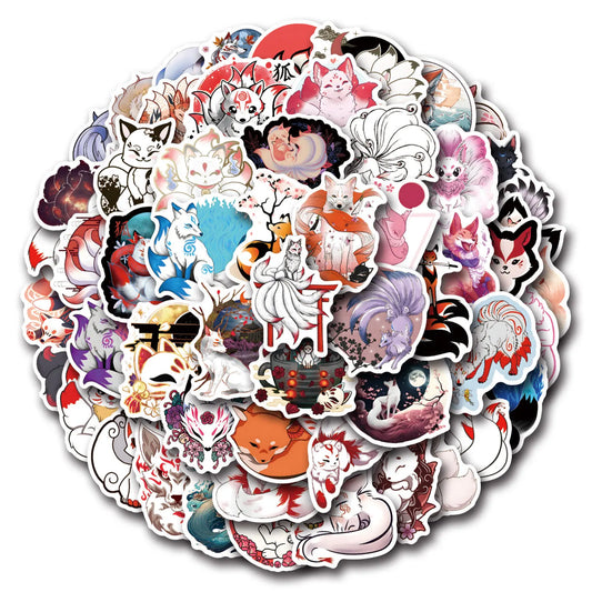 Kitsune Nine-Tailed Fox Cartoon Stickers 10/30/50PCS for Phone Laptop Luggage Skateboard Decals