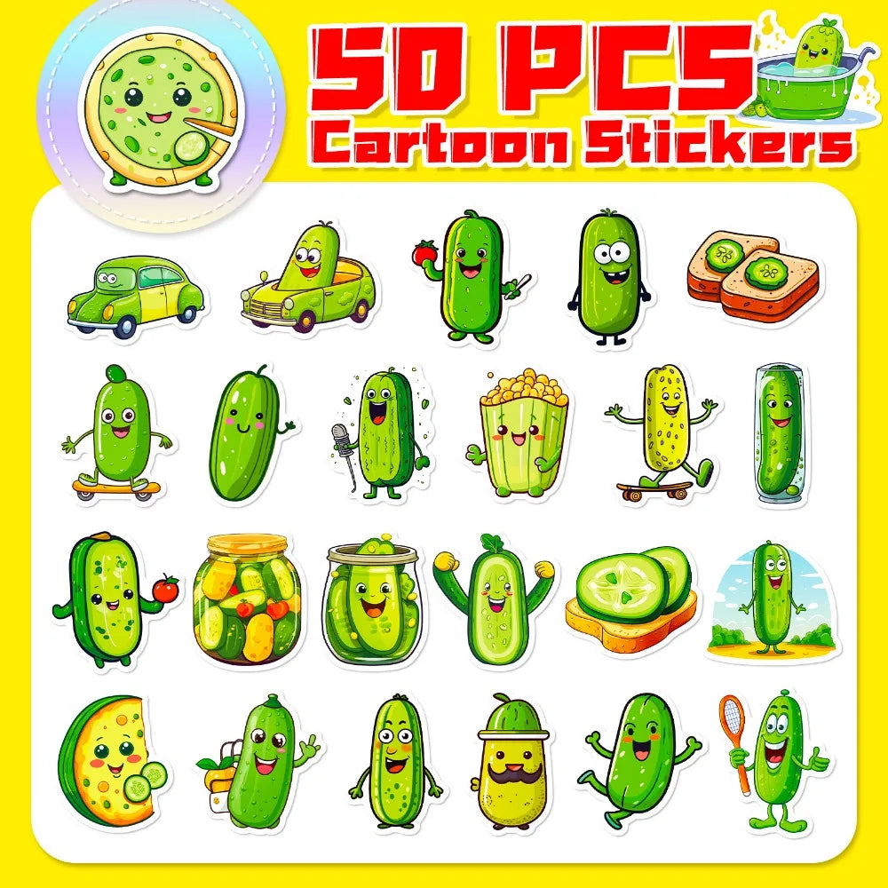 10/50PCS Funny Cartoon Pickle Cucumbers Graffiti Stickers Decals Kids Toy Laptop Scrapbook Phone Suitcase Decoration Sticker