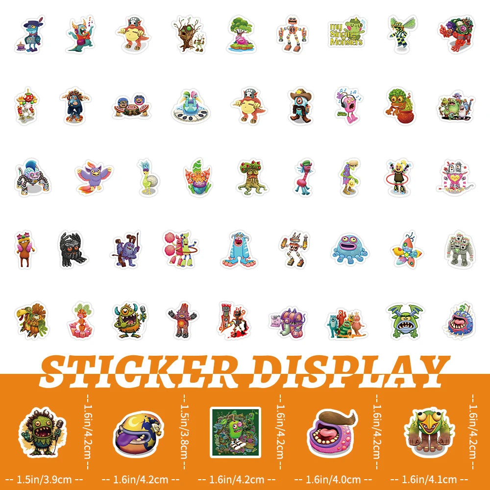 10/30/50/100pcs Game My Singing Monster Anime Stickers Decals Laptop Phone Notebook Guitar Skateboard Cool Waterproof Sticker