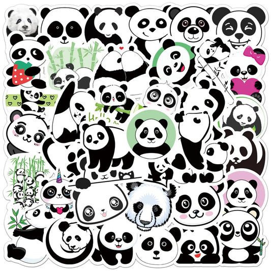 50Pcs Cute Panda Graffiti Stickers for Helmet, Wall, DIY Decor