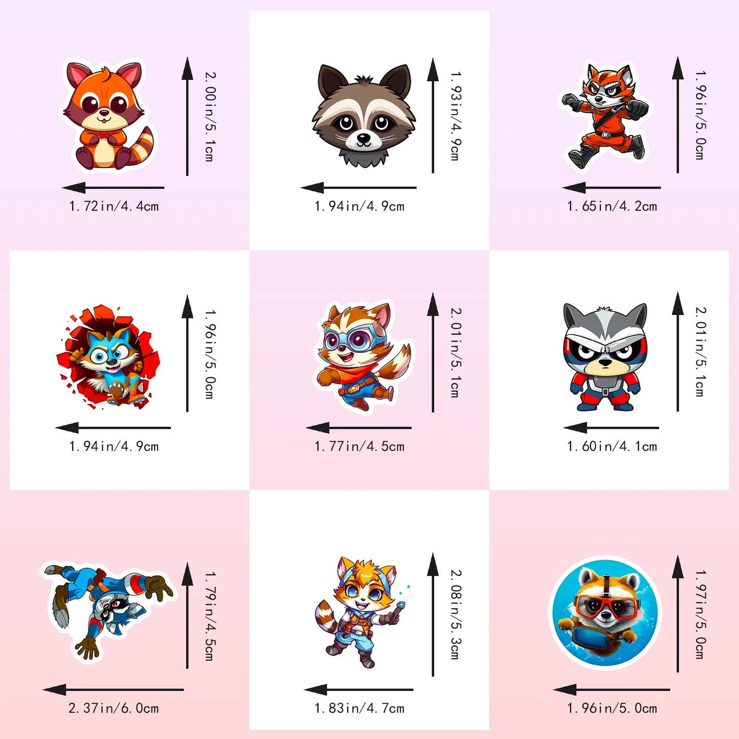 50Pcs Cartoon Cute Raccoon Series Graffiti Stickers Suitable for Laptop Helmets Desktop Decoration DIY Stickers Toys Wholesale