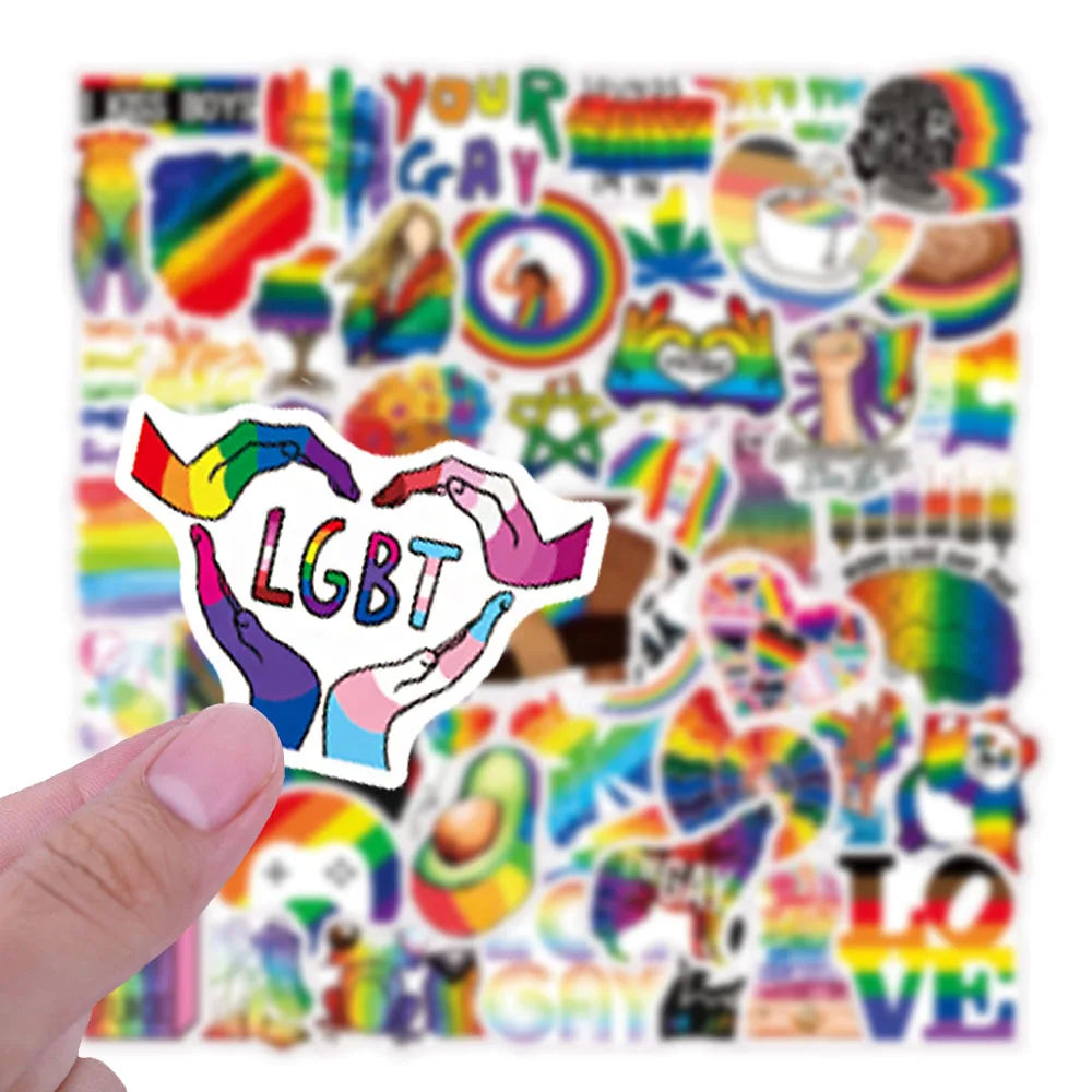 10/30/50PCS Rainbow LGBT Gay Pride Stickers DIY Skateboard Phone Laptop Luggage Suitcase Car Bike Wall Decals Sticker Toys Gift