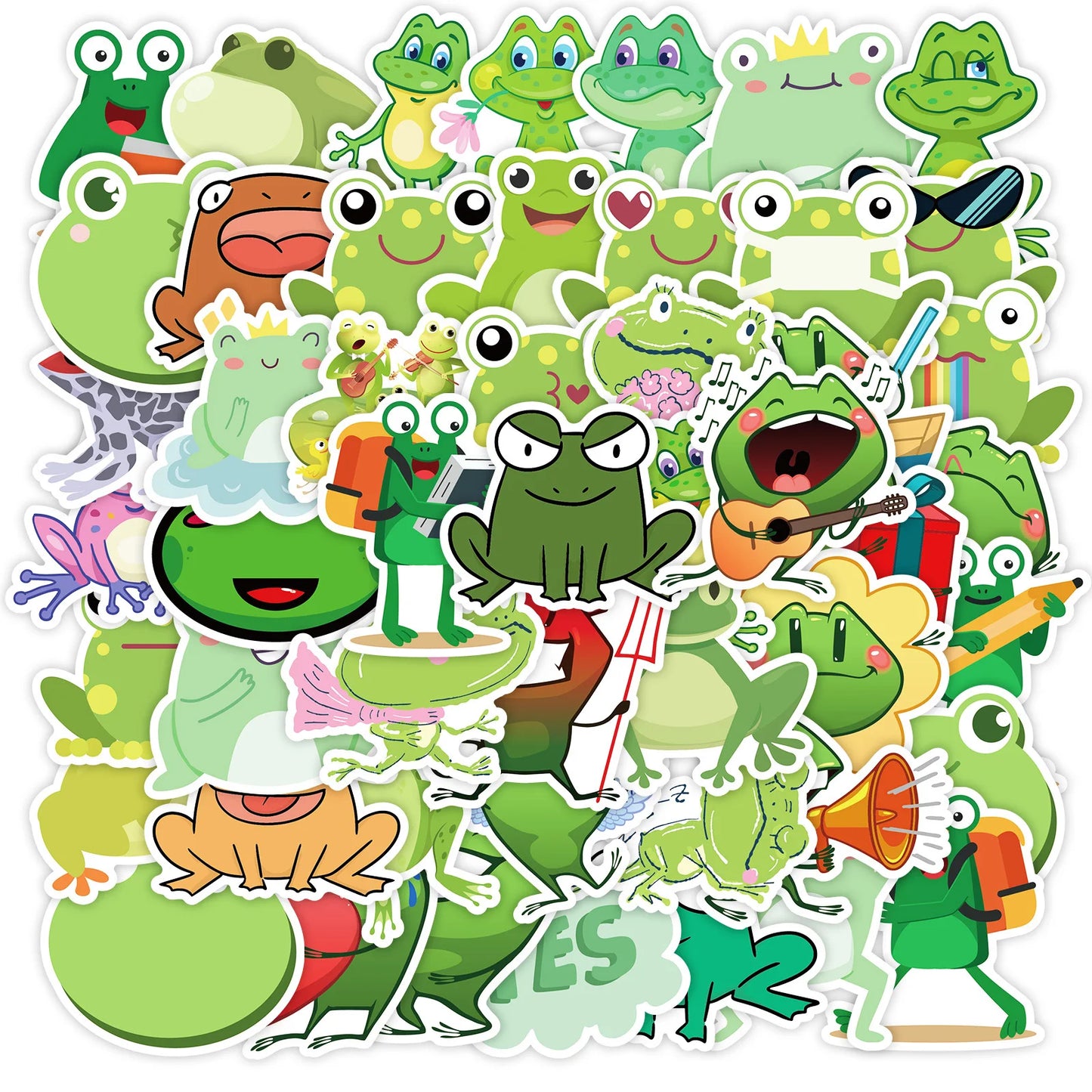 10/30/50PCS Frog Cartoon Stickers Cute Animal Meme Sticker Scrapbook Luggage Laptop Guitar Car Bike Skateboard Decals Kids Toys