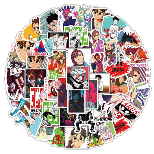 DAN DA DAN Anime Black White Sticker Pack for Laptop, Luggage, Skateboard