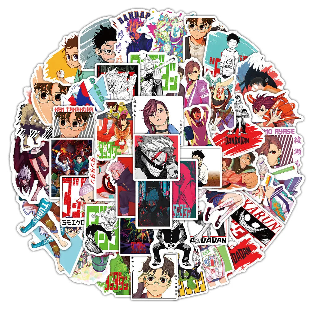 DAN DA DAN Anime Black White Sticker Pack for Laptop, Luggage, Skateboard