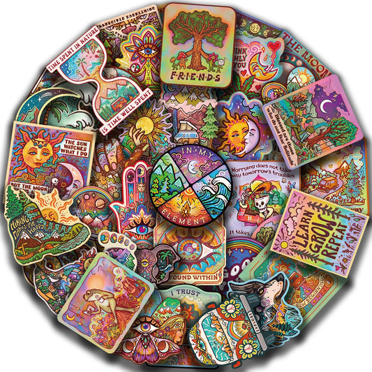 50PCS Camping Adventure Stickers for Laptop & Skateboard