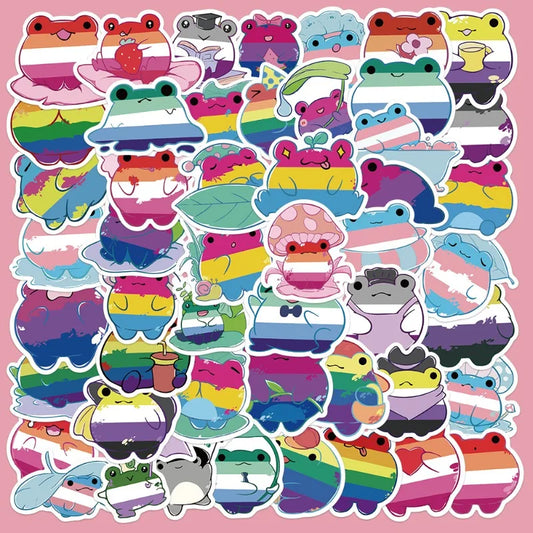 50pcs Cartoon Frog Graffiti Stickers for Helmet, Wall, DIY Decoration Wholesale