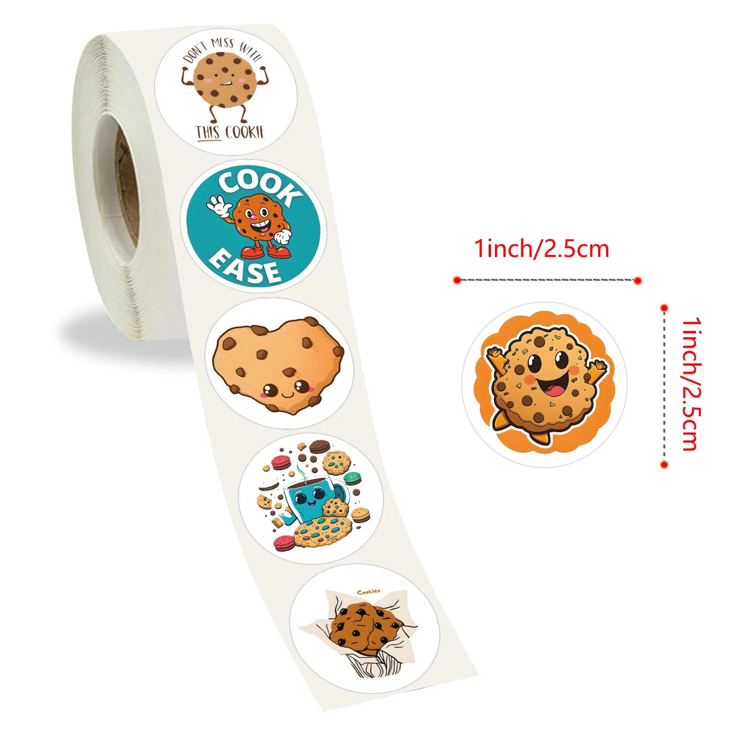 100-500pcs Cartoon Cookies Stickers for Yummy Dessert Sticker for Stationery Scrapbook Phone Art Bakery Sealed Label Decal