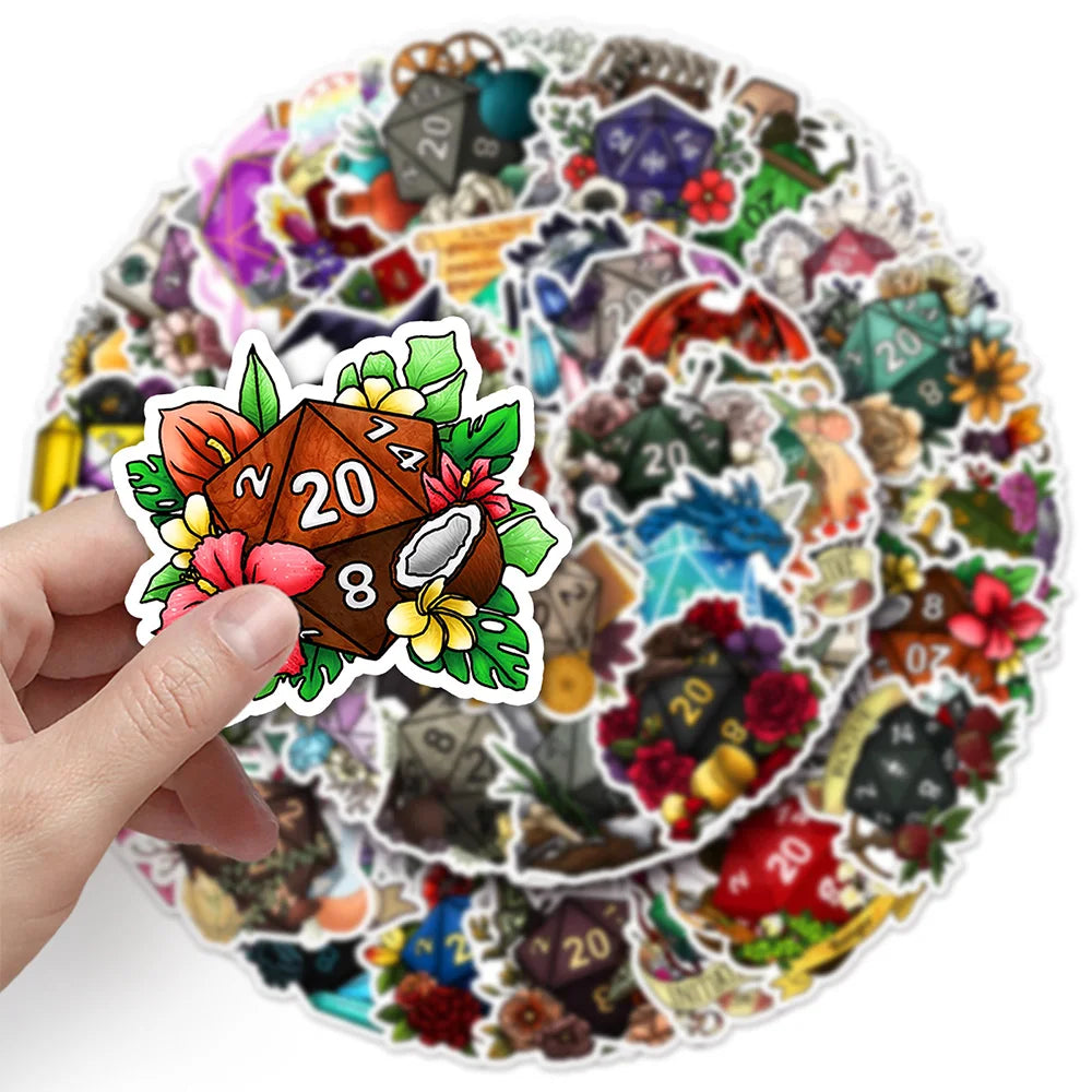 10/30/50pcs Game Dragon Dice Cartoon Stickers Cool Graffiti Sticker DIY Phone Skateboard Notebook Waterproof Decals for Kids Toy