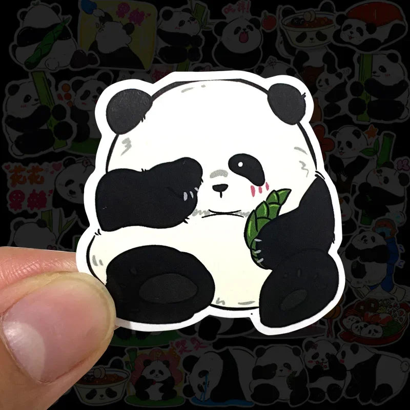 Panda Graffiti Sticker Rolled Flat Sheet 50 Animal Adhesive Decorative Stickers Water Cup Waterproof Sticker Cute Decal