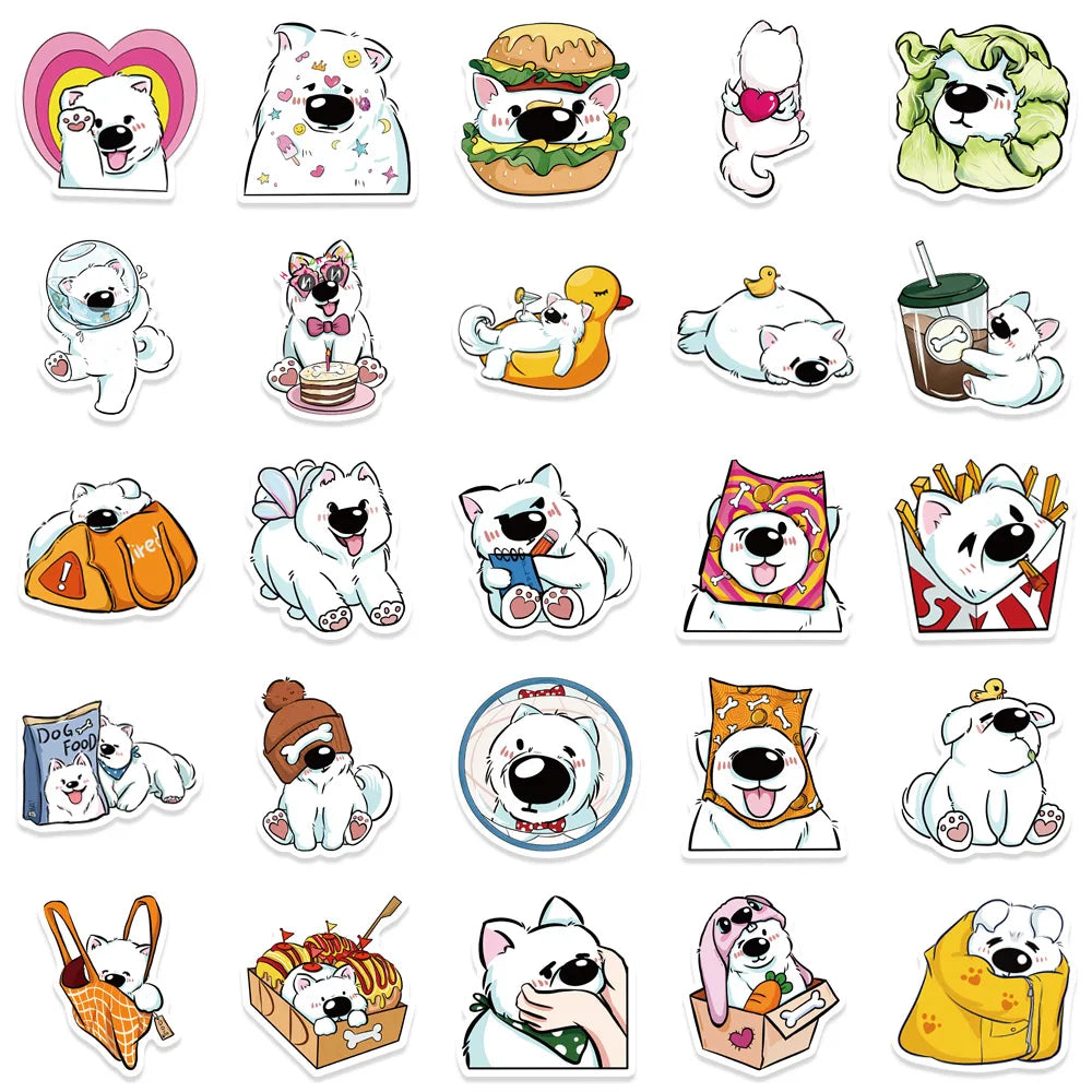 10/30/50PCS Kawaii Samoyed Dog Cartoon Stickers Cute Decals For Laptop Luggage Phone Notebook Bike DIY Decoration Sticker Toys