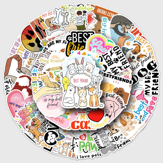 Cartoon Pets Stickers 10/30/50PCS Waterproof DIY Skateboard Notebook Decoration
