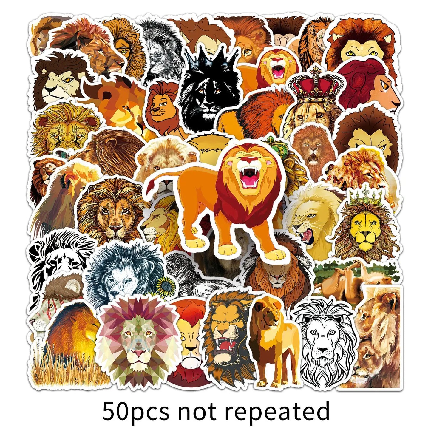 50Pcs Cartoon Lion Graffiti Stickers for Helmet Wall DIY Decoration