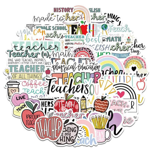 Teacher's Day Graffiti Stickers for Laptop, Luggage, Phone, Car - 10/30/50Pcs