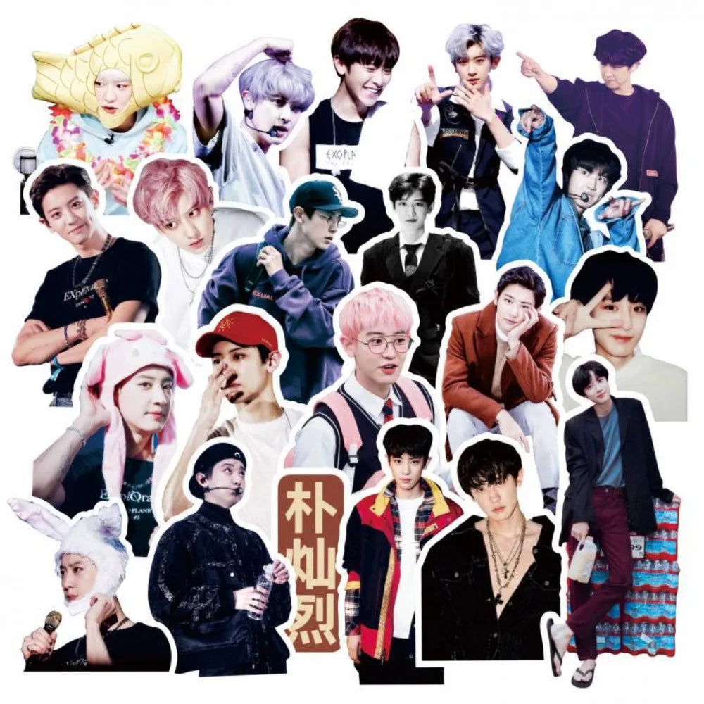 10/56Pcs Korean Exo Men's Group Graffiti Sticker DIY Suitcase Laptop Scooter Guitar Star Sticker Waterproof Wholesale