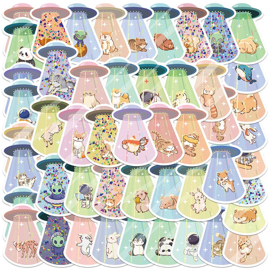 UFO Animal Stickers Kawaii Decals for Laptop Phone Suitcase Scrapbook