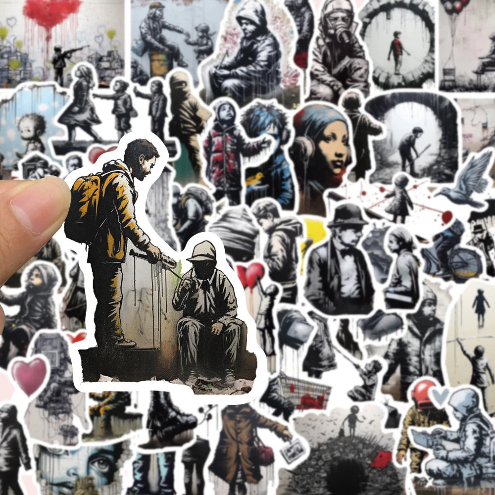 10/30/50pcs Cool Banksy Street Art Graffiti Stickers Cartoon Decals Laptop Scrapbook Phone Suitcase Car Waterproof Sticker Toys