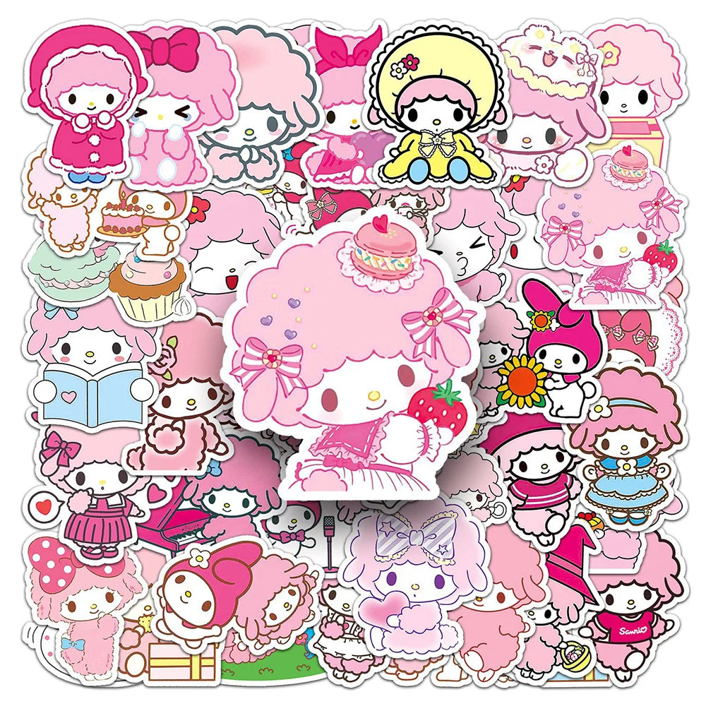 10/30/50pcs My Sweet Piano Cartoon Stickers Cute Sanrio Pink Sheep Sticker DIY Diary Guitar Suitcase Kawaii Anime Decal for Kids