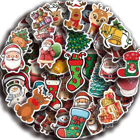 50pcs Retro Christmas Kids Stickers for DIY Decor