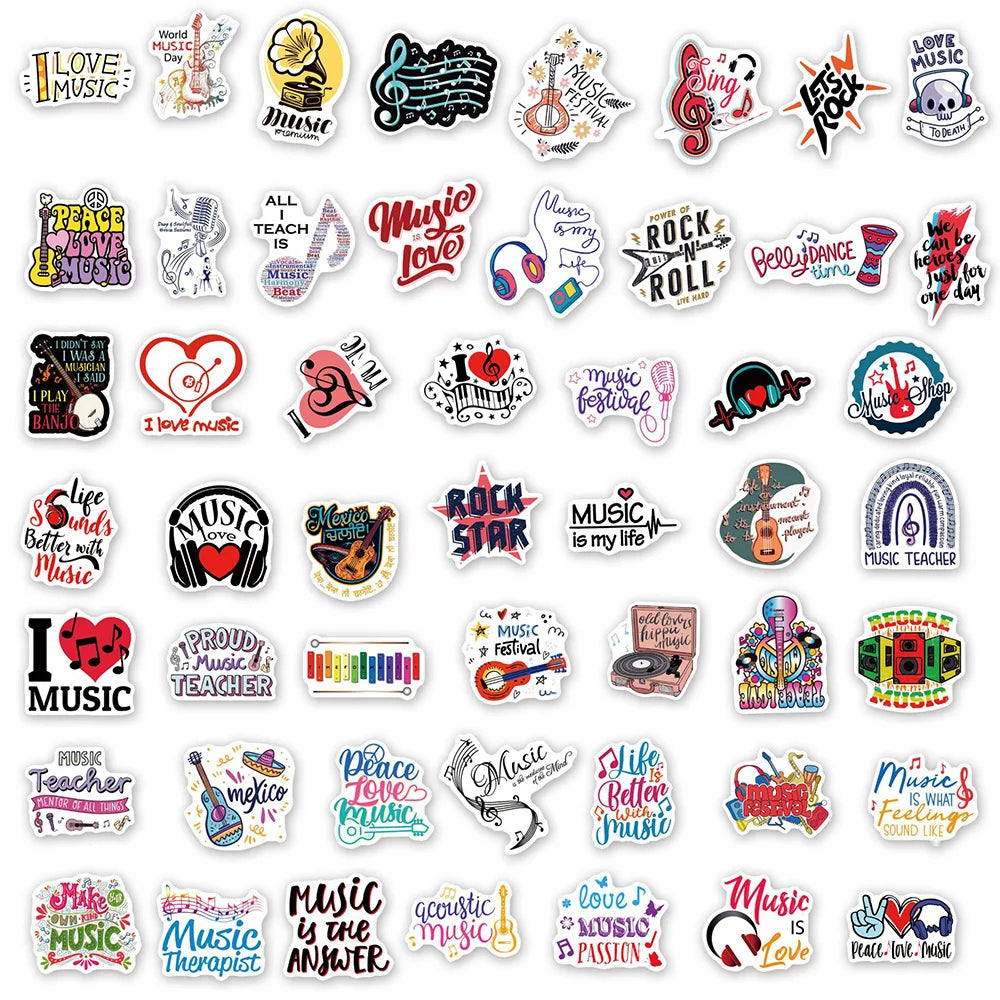 10/30/50PCS Kawaii Rock Stickers Music Retro Band Decal Skateboard Phone Laptop Luggage Bike Notebook Graffiti Sticker Kid Toy