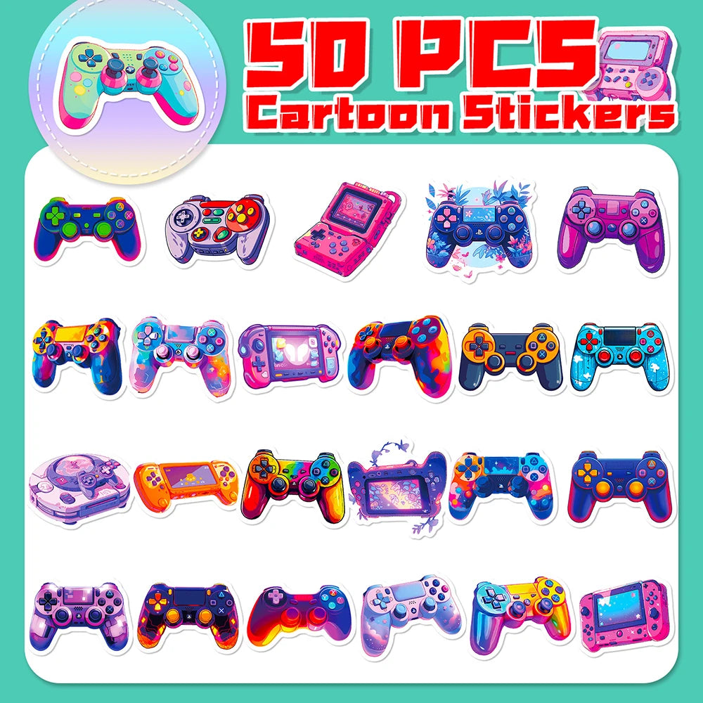 10/30/50PCS Cool Joystick Gamepad Stickers Graffiti DIY Skateboard Phone Laptop Motorcycle Guitar Bike Cartoon Decals Kids Toys