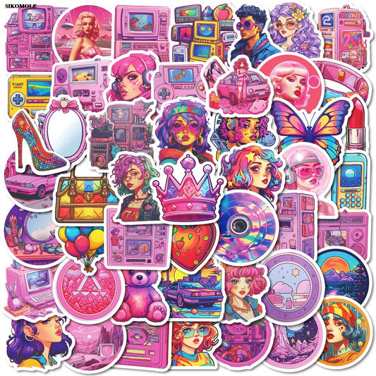 Pink Crown Jewel Graffiti Stickers for Motorcycle, Laptop, Skateboard, Phone
