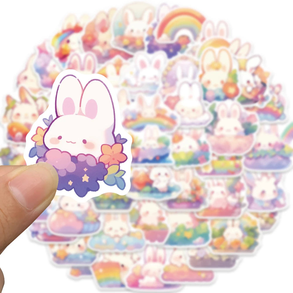 10/30/50pcs Funny Cute Rainbow Rabbit Graffiti Stickers Kawaii Decals Laptop Phone Notebook Decoration Kids Classic Toy Sticker