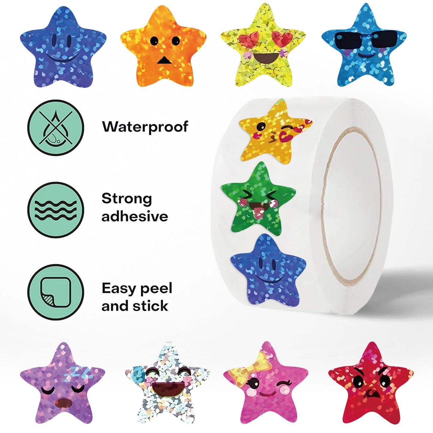 500PCS/Roll Colorful Star Stickers For Kids Reward School Classroom Adhesive Star Stickers For Teachers Parents DIY Craft