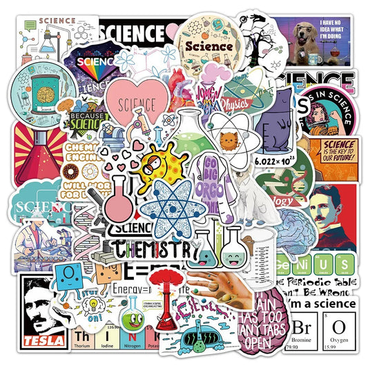 Science Chemistry Stickers 10/25/50pcs for DIY Scrapbook, Water Bottle, Laptop, Guitar, Car, Helmet Decal