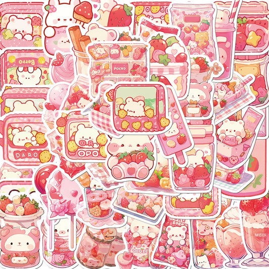 Cute Pink Bear Stickers 10/30/50pcs Kawaii Animal Decals Waterproof for Laptop Phone Luggage Diary