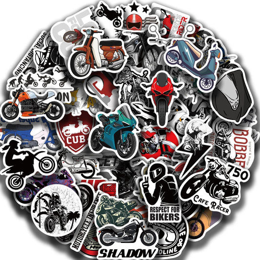 50 Vintage Motorcycle Stickers for Bike, Car, Laptop