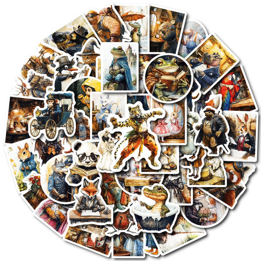 10/50pcs Cute Funny Forest Fairy Tales World Animal Stickers Kids Toy DIY Scrapbook Laptop Fridge Luggage Phone Graffiti Sticker
